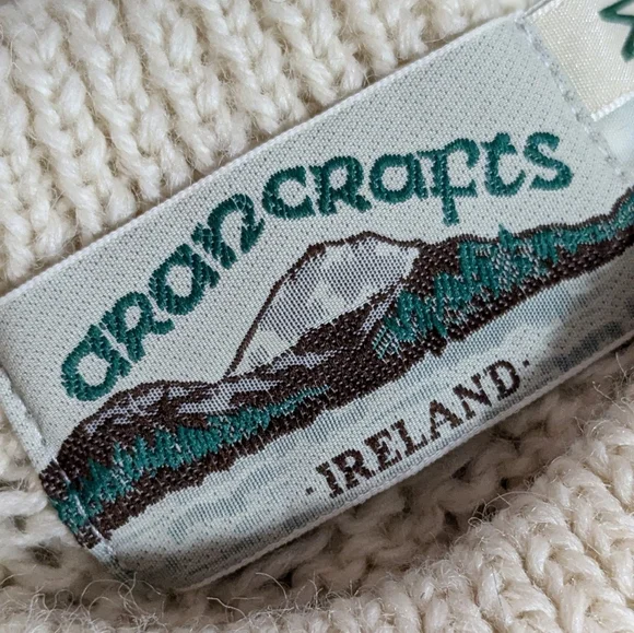 Traditional Irish AranCrafts Ireland Fisherman Cream Wool Sweater Medium-3